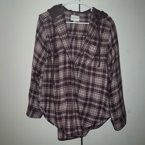 Hooded flannel oversized fit